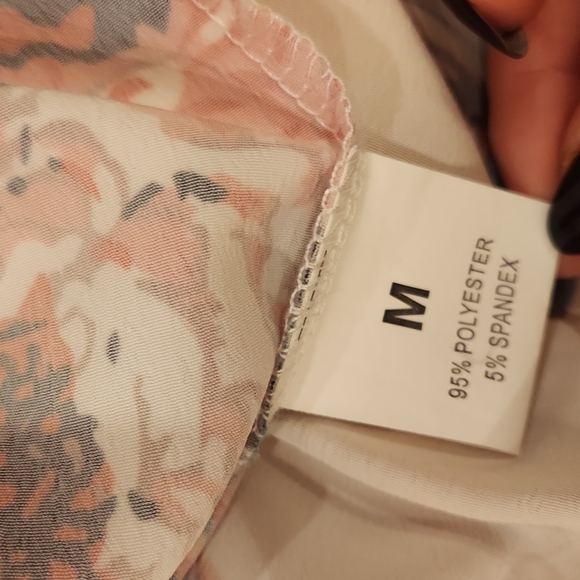 H&M off the shoulder top bloouse with balloon sleeves floral size M - Picture 10 of 11